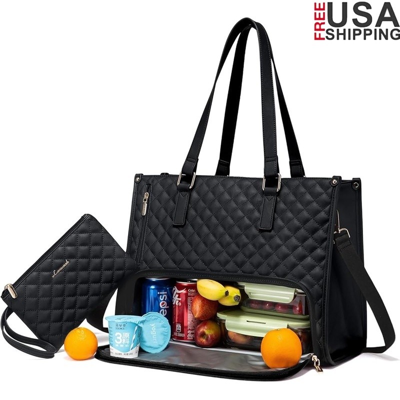 Insulated Lunch Tote Bag 2 in 1 Laptop Cooler Multipurpose handbag W/ Wallet New