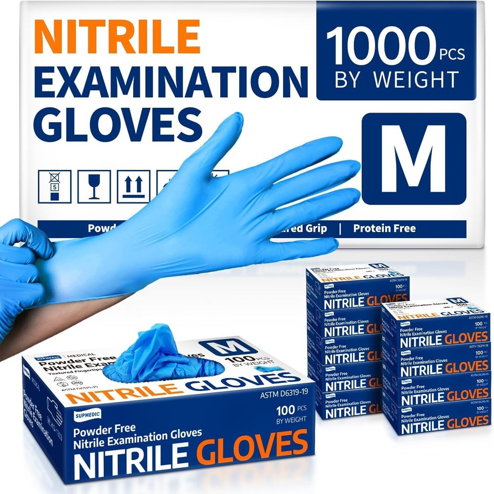 Disposable Blue Nitrile Gloves: 1000 Pack - Latex-Free & Perfect for Cleaning