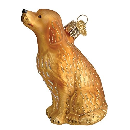 Old World Christmas Sitting Golden Retriever Glass Ornament FREE BOX 12282 New