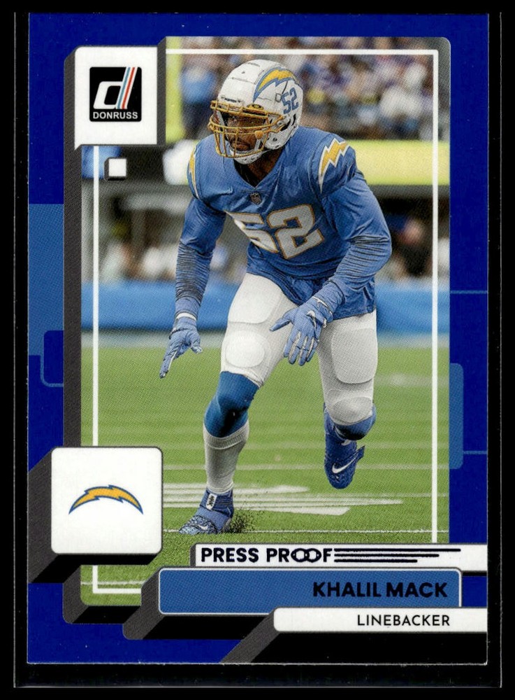 2022 Donruss Khalil Mack Blue Press Proof #82 Football Card