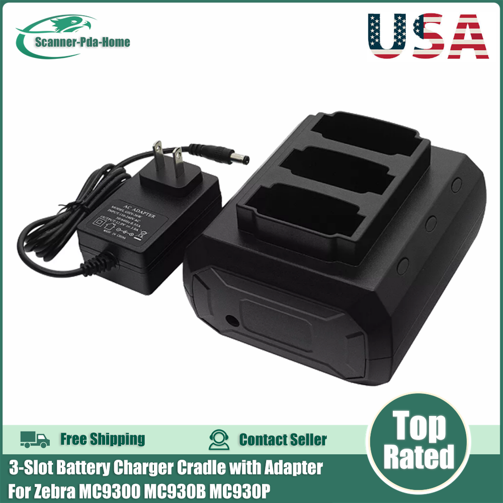 3-Slot Battery Charger Cradle with Adapter for Zebra MC9300 MC930B MC930P