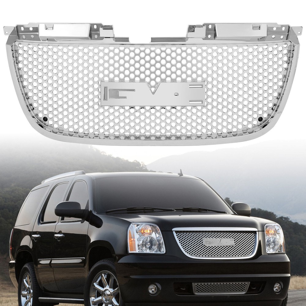 Grille Assembly For 2007-2014 GMC Yukon Yukon XL 1500 2500 Chrome Plastic Grill