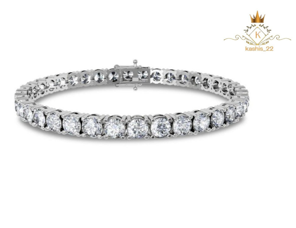 Christmas Sale Solid 14K White Gold 7' Inch Long Tennis Bracelet Round Cut 6 CT-image