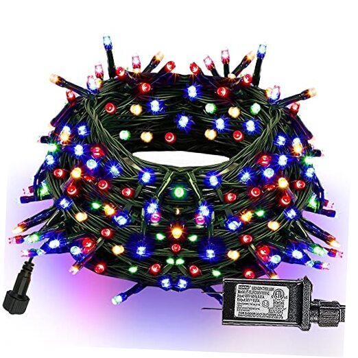 Christmas String Lights, 66FT Connectable Green Wire 8 200 LED Multicolor