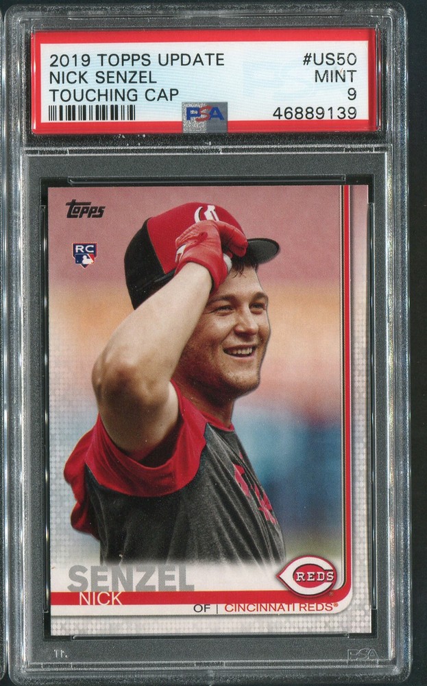 2019 Topps Update Nick Senzel RC #US50 Image SP Touching Cap Reds PSA 9