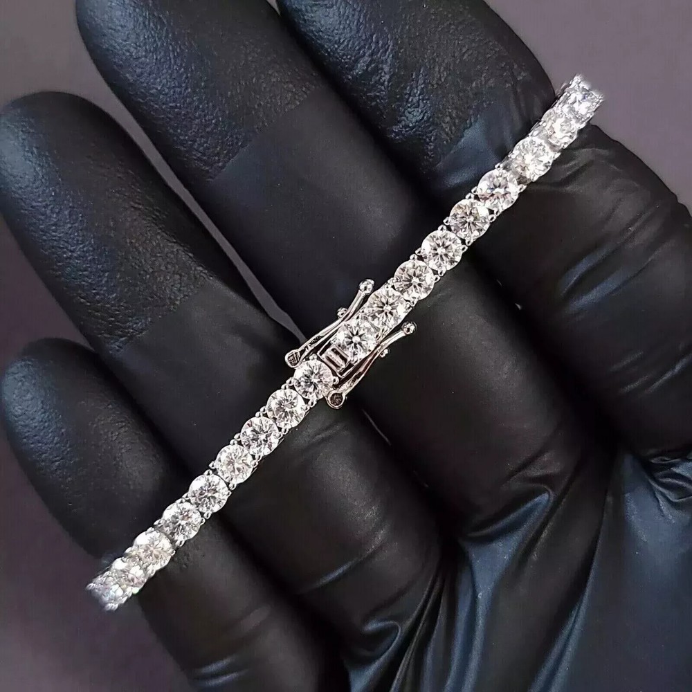 8ct Round Lab Diamond Tennis Bracelet in 14K White Gold Plated 7.5in