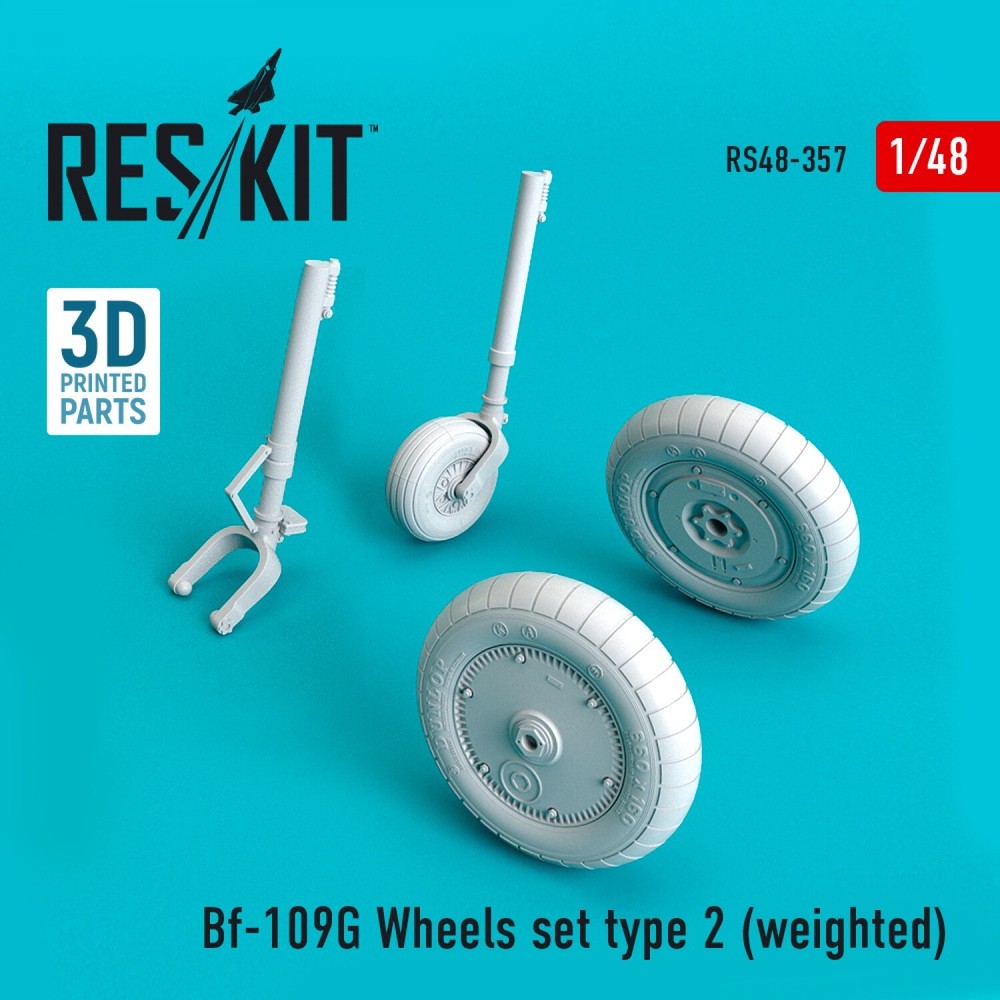 ResKit RS48-0357 Scale 1:48 Bf-109G wheels set type 2 weighted for plastic model