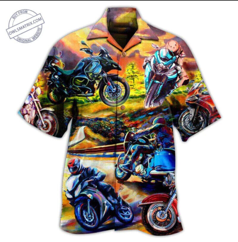Motorcycle Sunset Edition 3D Hawaiian Shirt Beach Aloha Style Best Price US Sizes Available Now