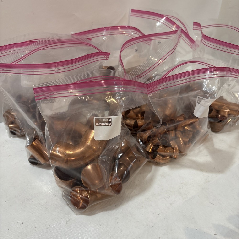More Than 180 Copper Couplings, Elbows, And Fittings Of Various Sizes And Shapes