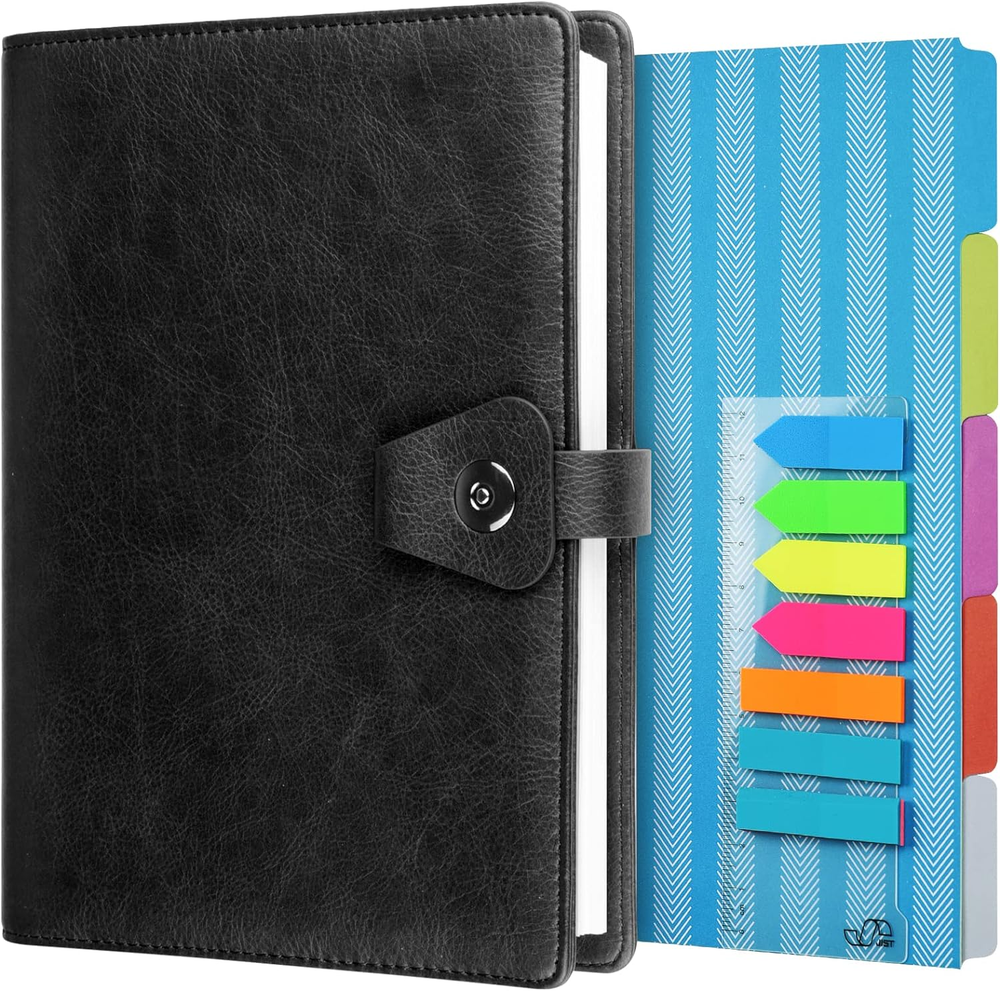 Premium A5 Leather Binder Journal – 6-Ring Refillable Planner for Business & Writing  