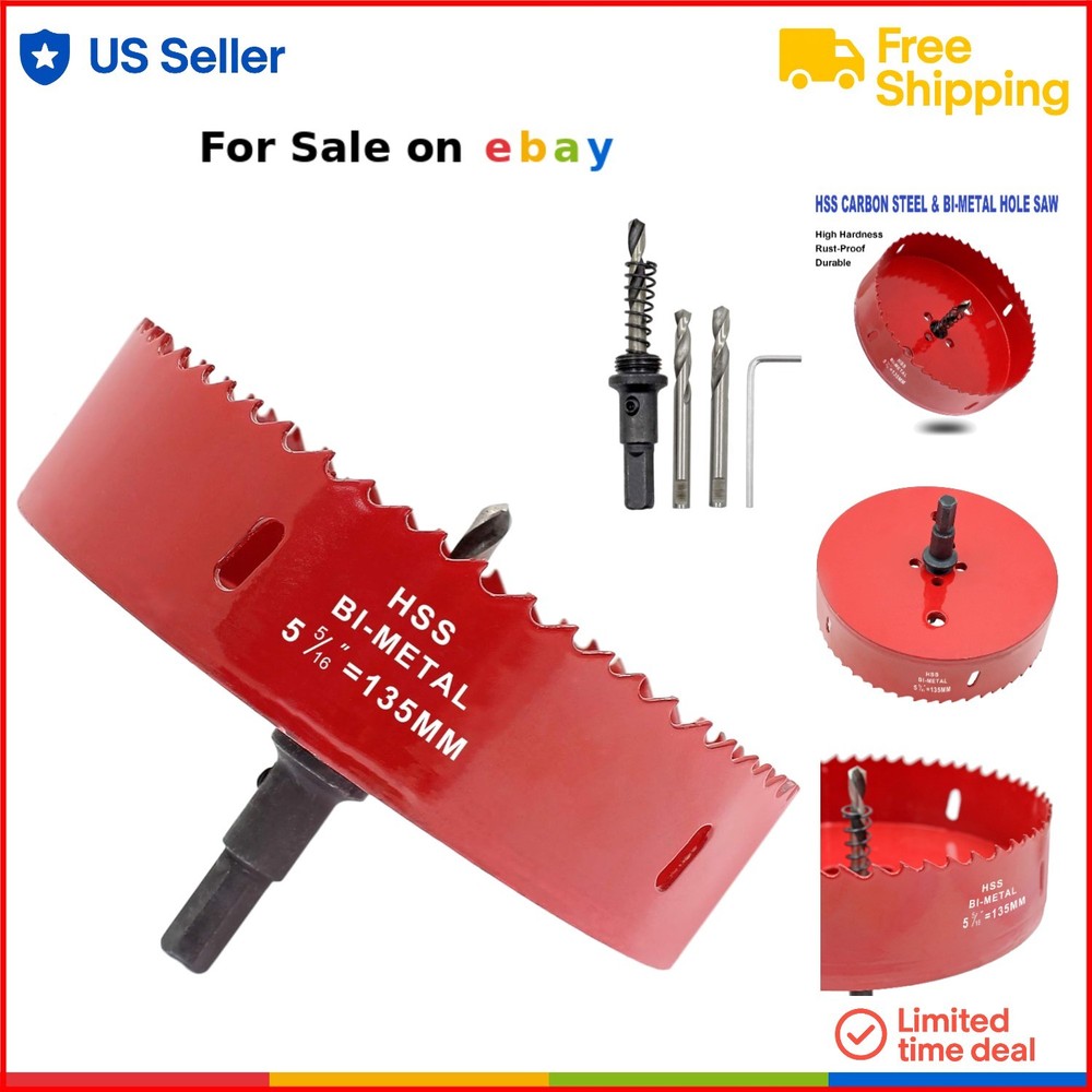 135mm Hole Saw Bi-Metal Heavy Duty Cutting for Wood Plastic Metal