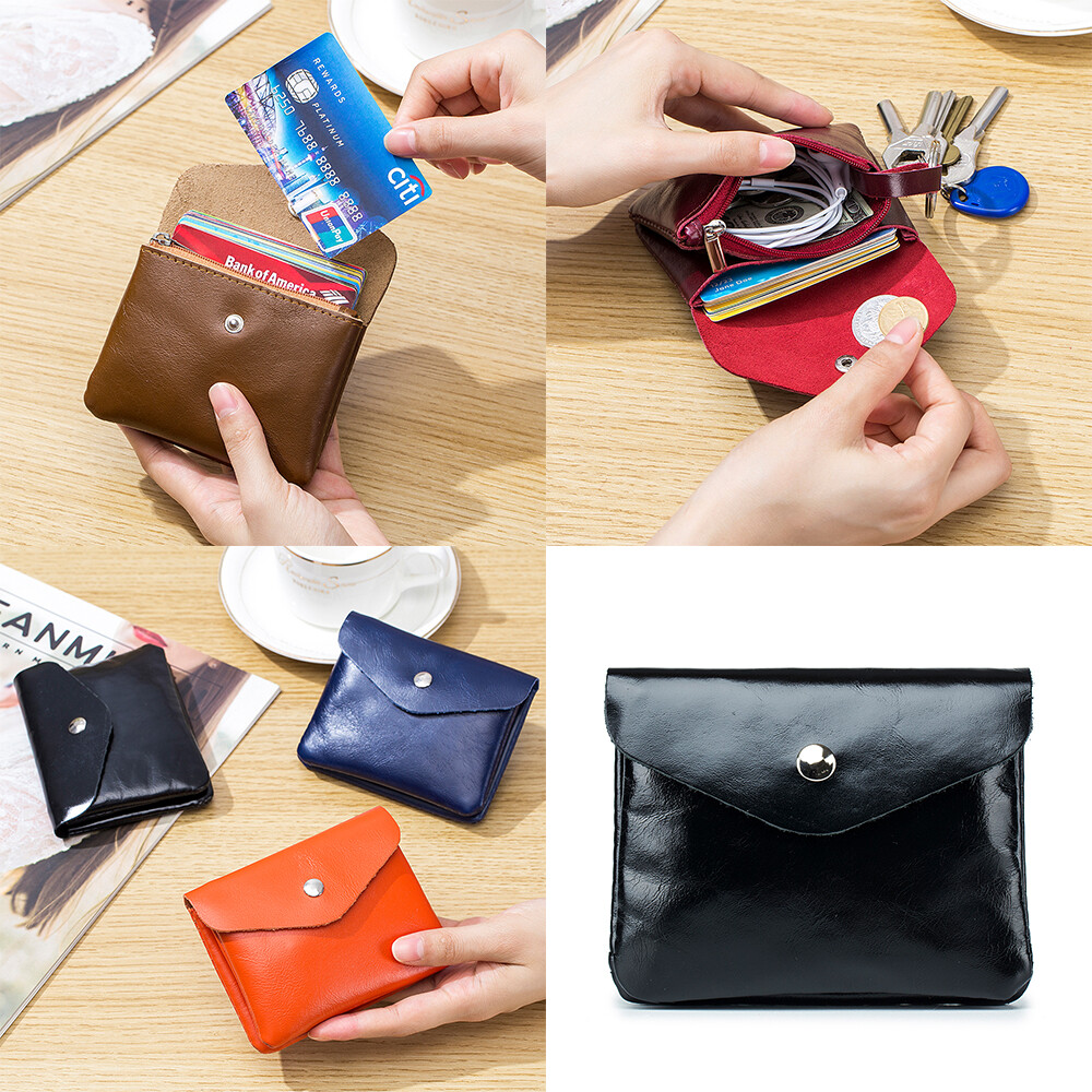 Slim Leather Wallet for Men & Women - RFID Blocking Card Holder with Coin Pocket  