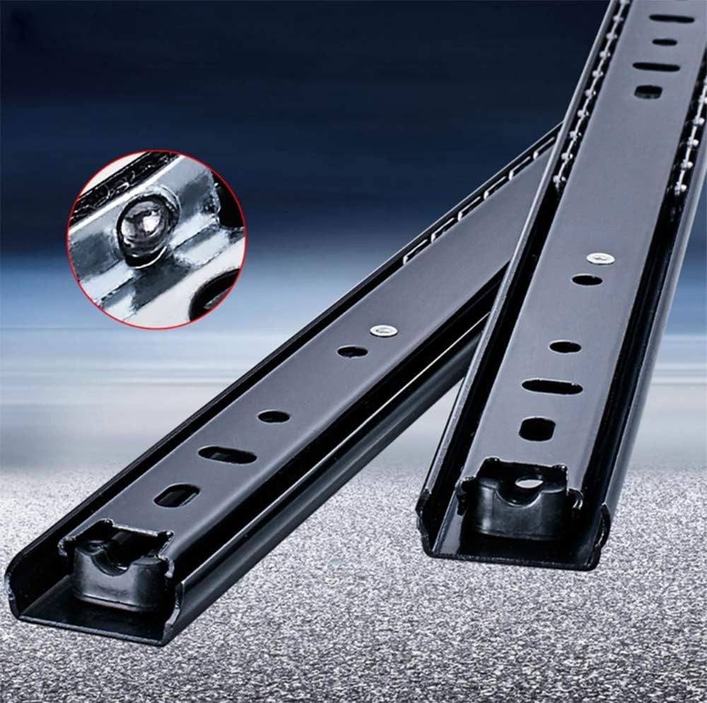 WANLIAN 1 Pair Drawer Slides 14 Inch 2 Fold Heavy 2 fold 14 inches, Black