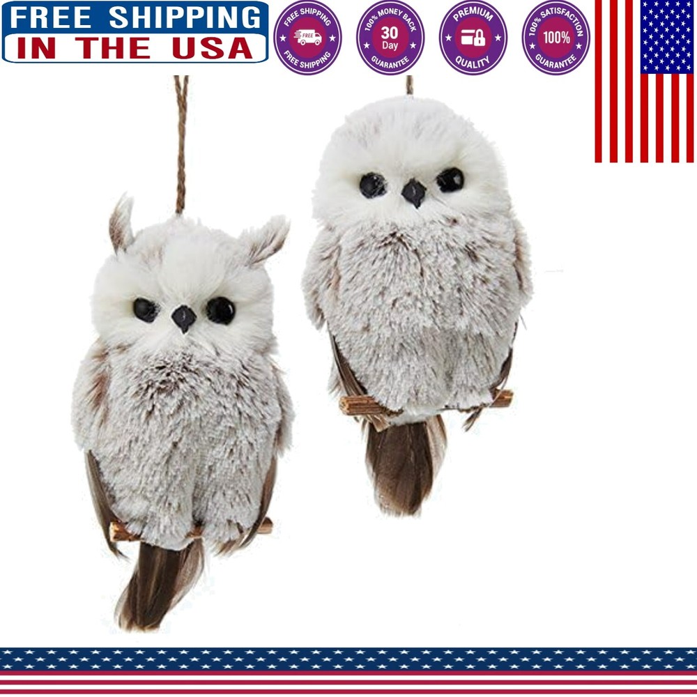 Whimsical Hanging Owl Ornaments - Assorted Brown and White Set for Festive Decor