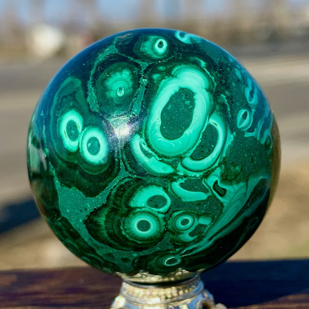 93G Natural glossy Malachite ball transparent cluster rough mineral sample