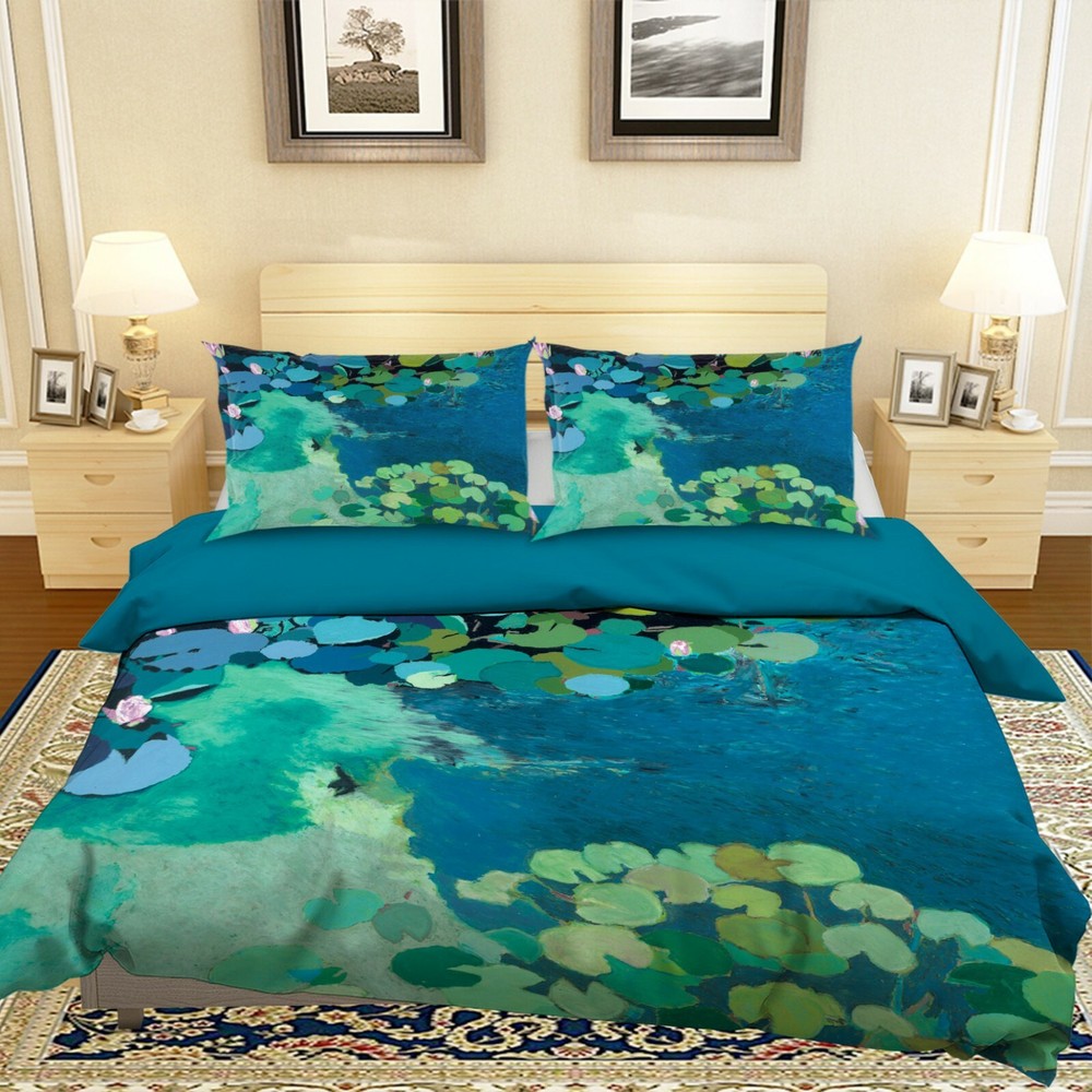 3D Green Lotus Leaf A166 Bed Pillowcases Quilt Duvet Cover Allan P Zoe