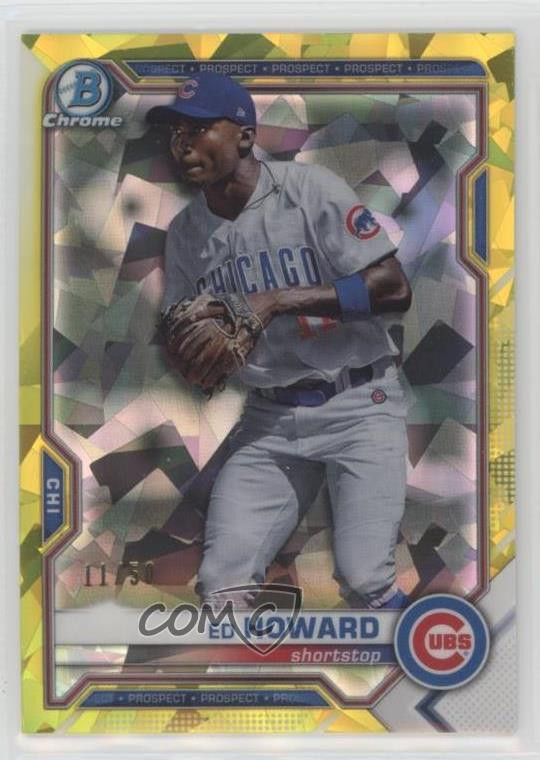 2021 Bowman Sapphire Chrome Prospects Yellow Refractor Ed Howard /50