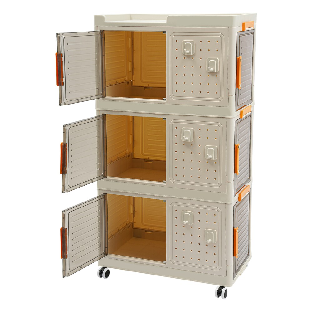 3-Tier Freestanding Storage Cabinet for Bathroom or Kitchen Pantry Organization