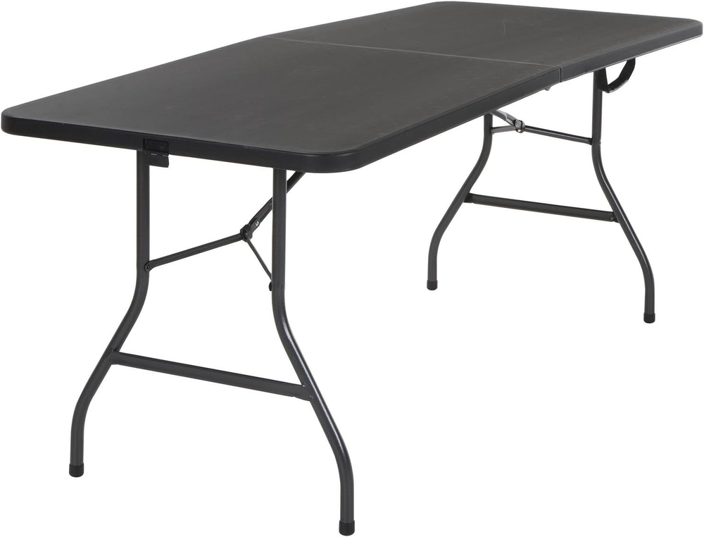 6Ft Black Molded Folding Banquet Table with Handle