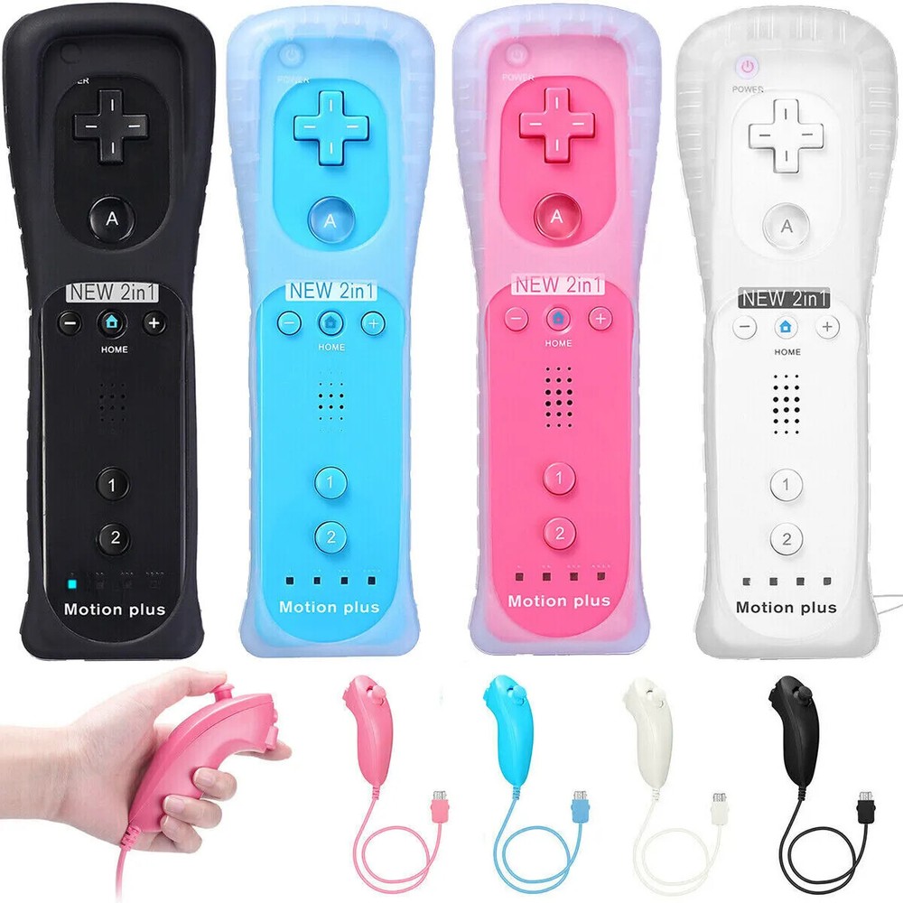 2 in 1 Built in Motion Plus Remote Controller/ Nunchuck For Nintendo Wii & Wii U