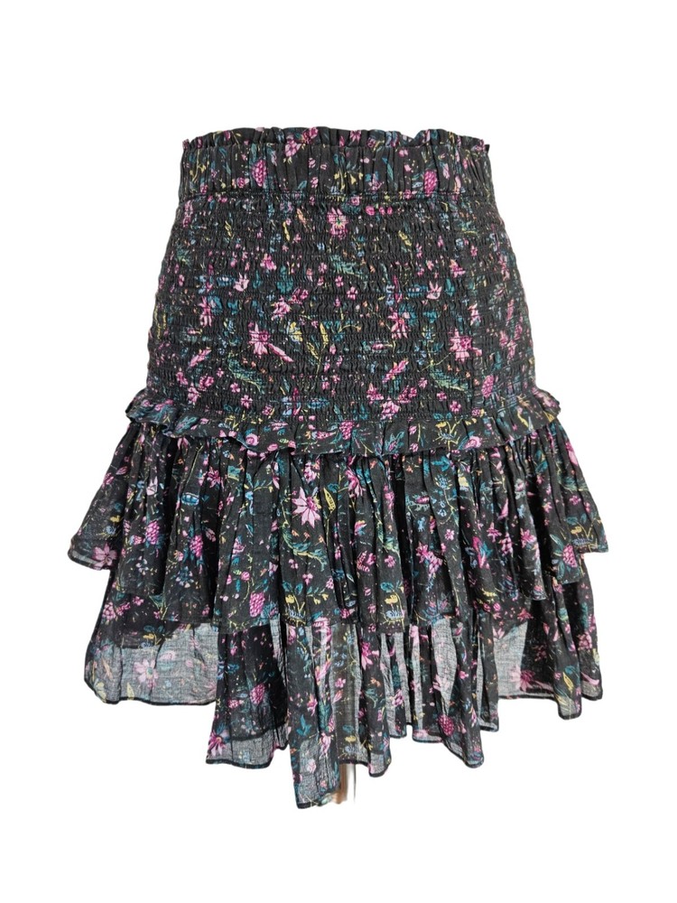 Isabel Etoile Marant Black Floral Print Layered Skirt
