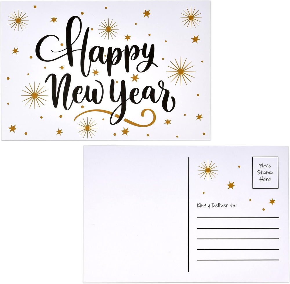 120 Pack 2024 Happy New Year Greeting Postcards 4x6 Holiday Cards-image