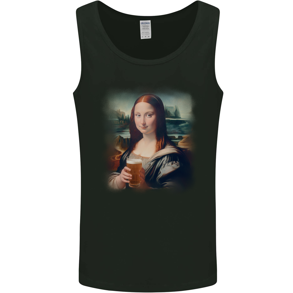 Mona Lisa Funny Beer Alcohol Parody Mens Vest Tank Top