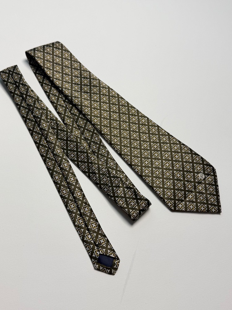 Versace Classic Silk Necktie Vintage 90s Medusa Geometric Pattern Designer Mens