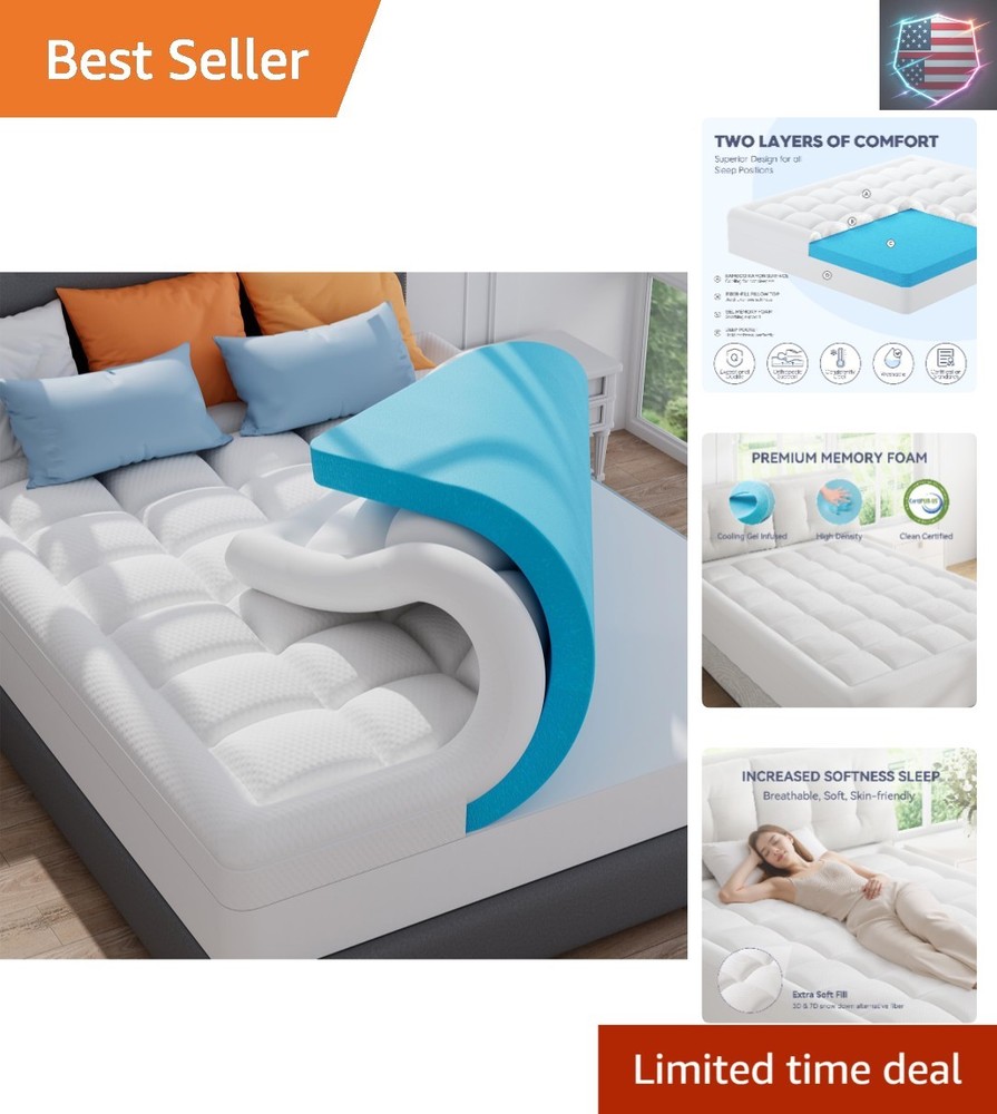 Full Size 3 Inch Memory Foam Mattress Topper for Side Sleepers Soft Support