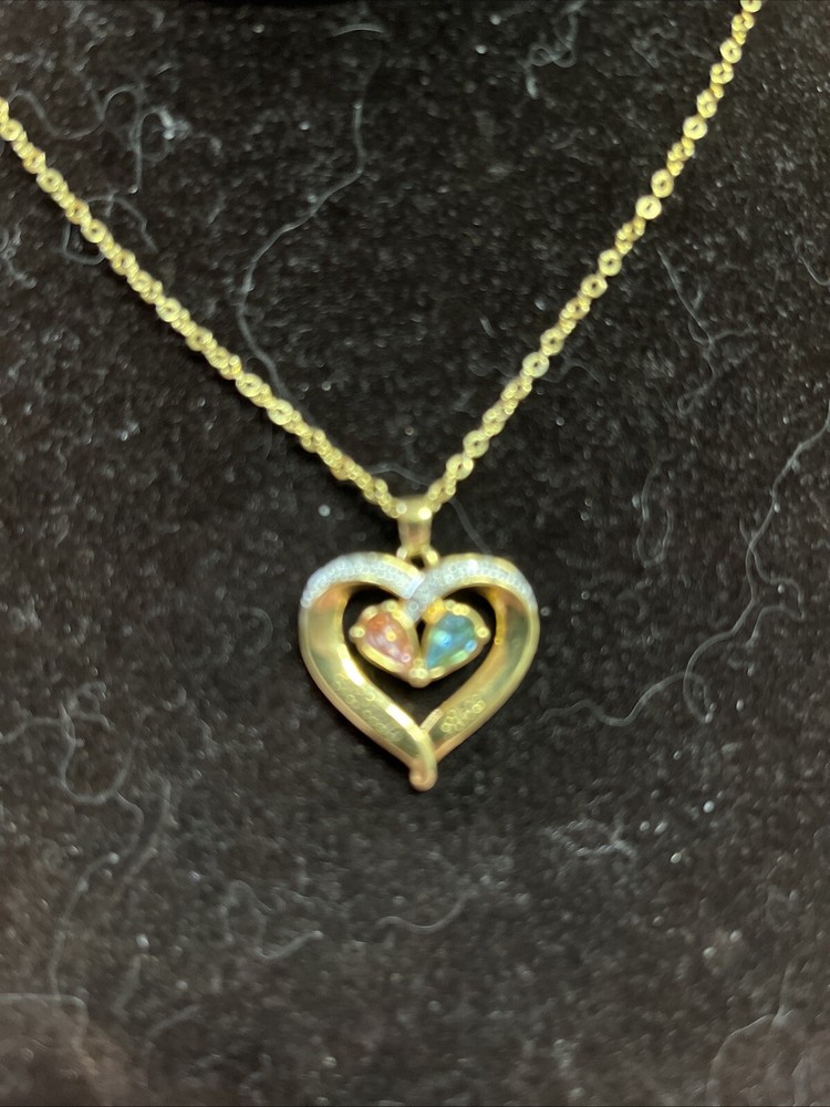 DANBURY MINT Forever Together heart necklace - gold-tone topaz amethyst crystal