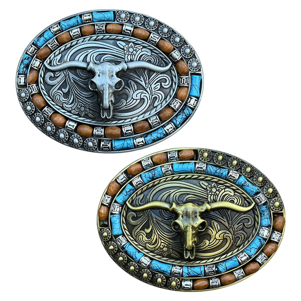 Western Belt Buckle Cowboy Western Buckles Horn Bull Pattern Belt Buckle