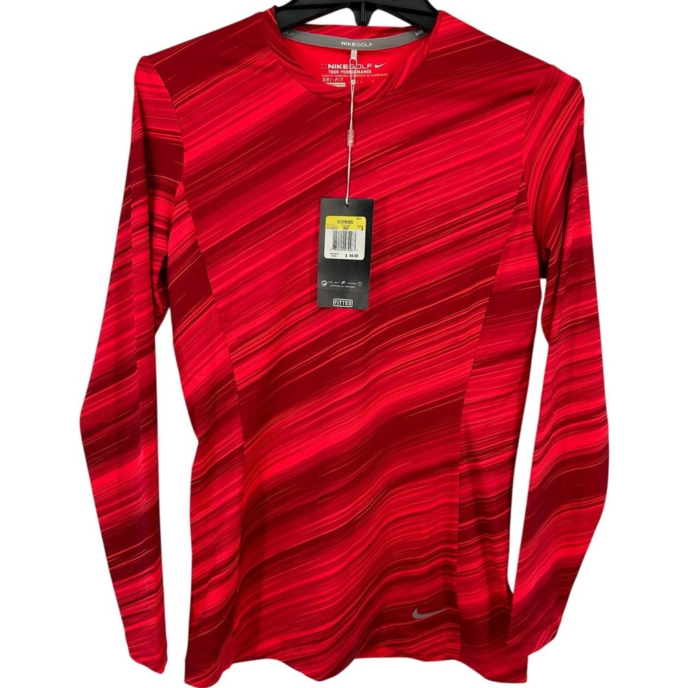 NWT Vintage y2k women's red Nike Golf Tour Performance Dri-Fit Long Sleeve Top