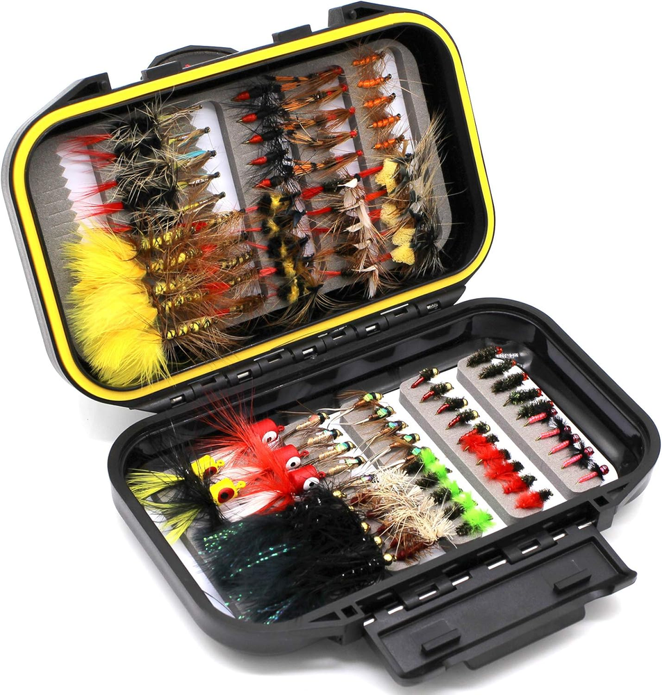 Fly Fishing Flies Assortment Kit Dry Wet Nyphms Tenkara Popper Streamer Woolly B