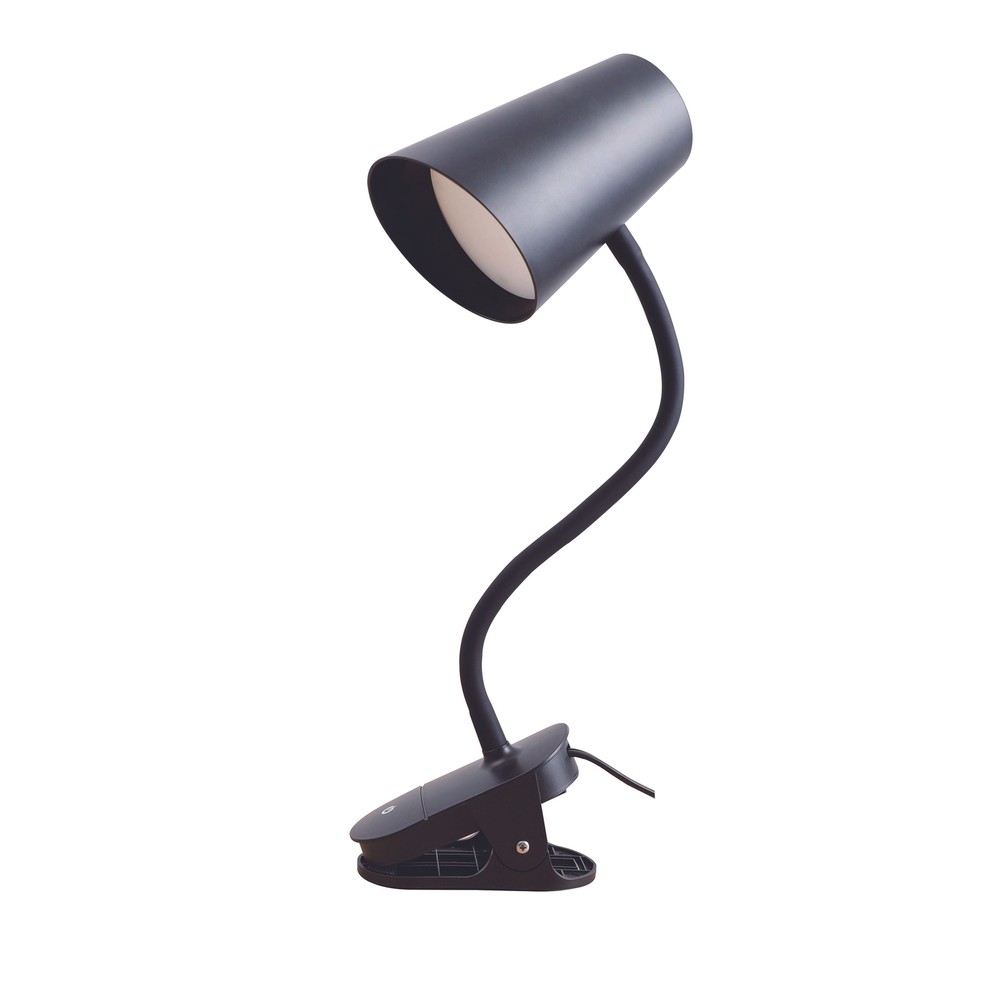 Mainstays Modern LED Clamp Light with Flexible Gooseneck, Black, Matte Finish