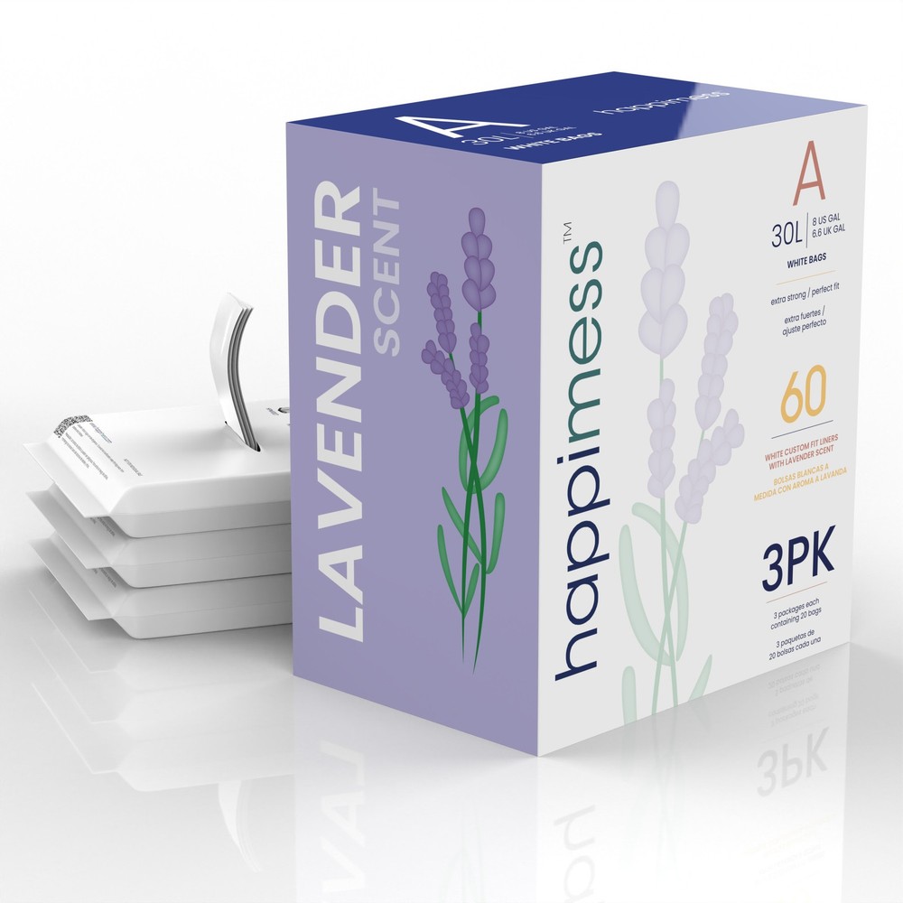 happimess HPM3101-8GAL-TRASH-BAG 8-Gallon Lavender Scented - White