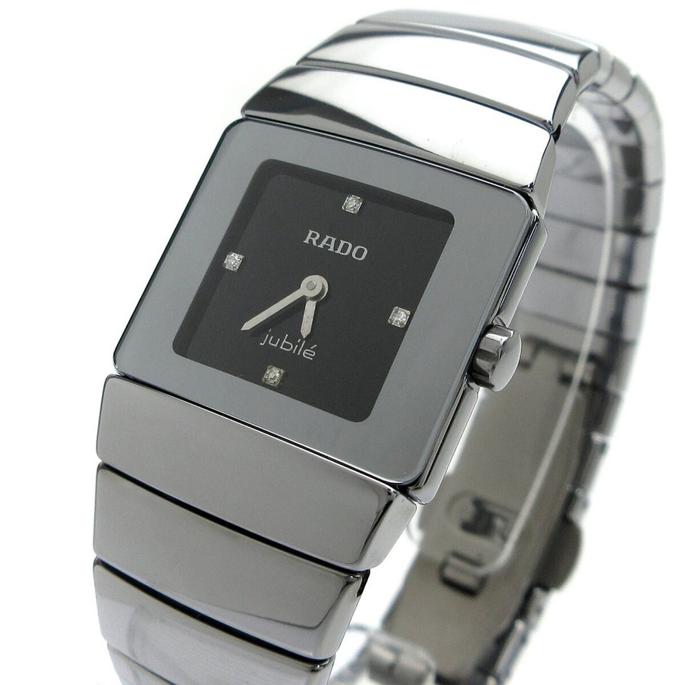 [ NEAR MINT ] RADO Jubile Diastar 153.0334.3 Black Dial Ceramic Qz Watch JAPAN