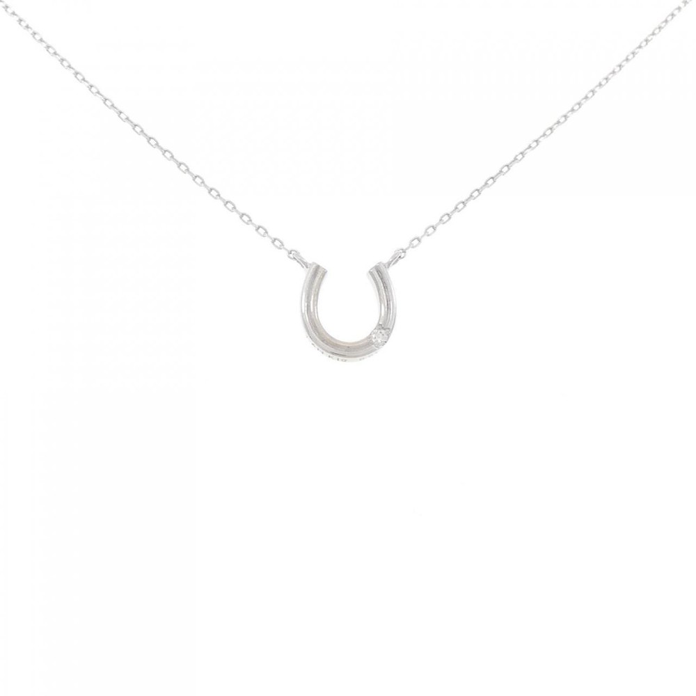 Authentic K10WG Horse Shoe Diamond Necklace 0.01CT  #260-007-266-0980