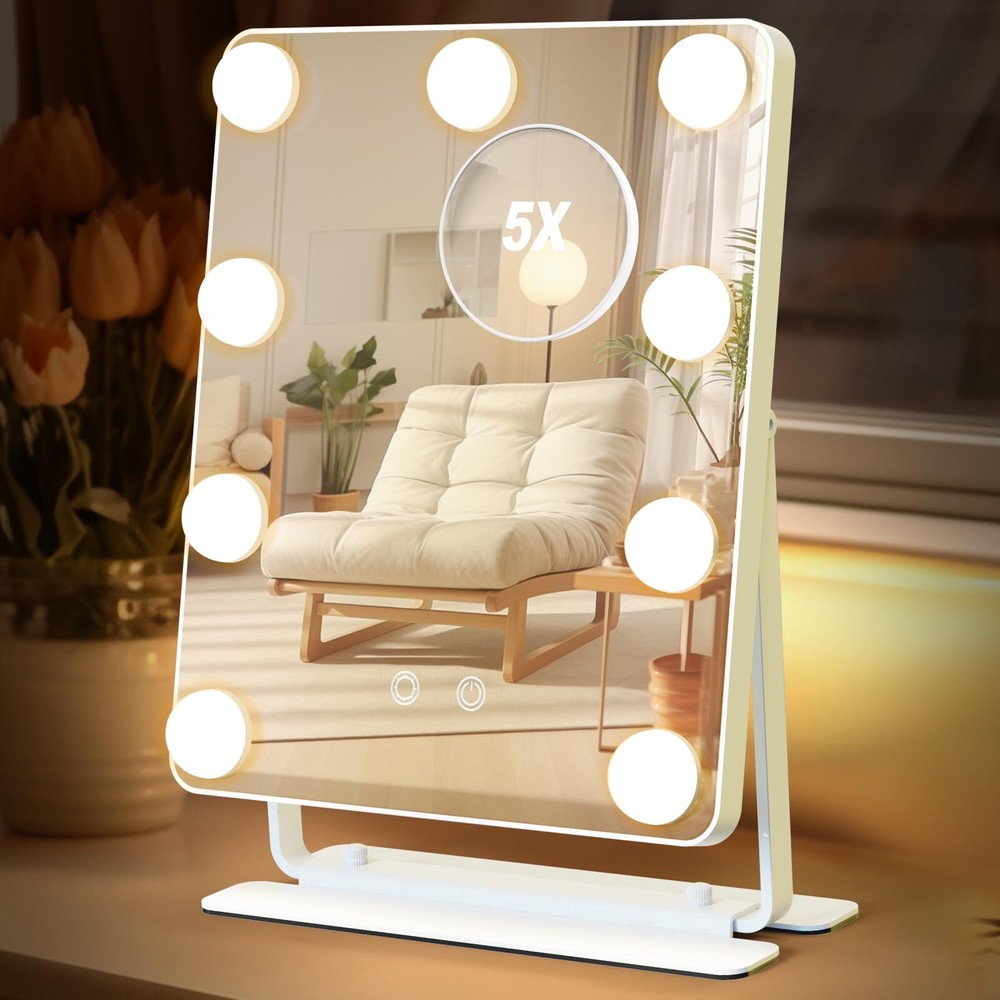 Hollywood Vanity Mirror with 9 LED Lights 10x14 Inch Lighted Makeup Mirror
