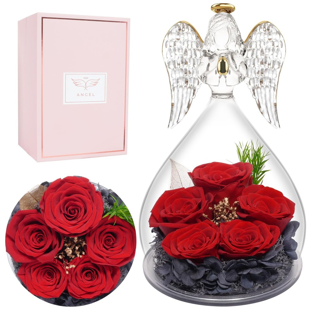 Preserved Angel Rose Gift Set with Figurine for Women