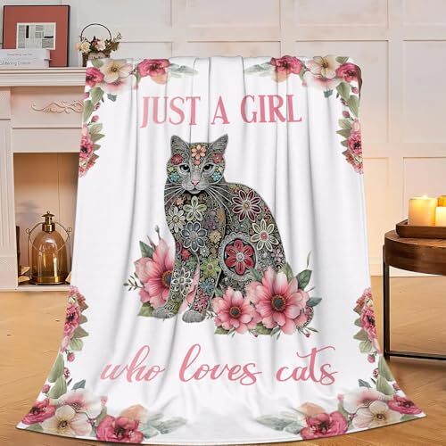 Just A Girl Who Loves Cats Super Soft Fleece Throw Blanket
