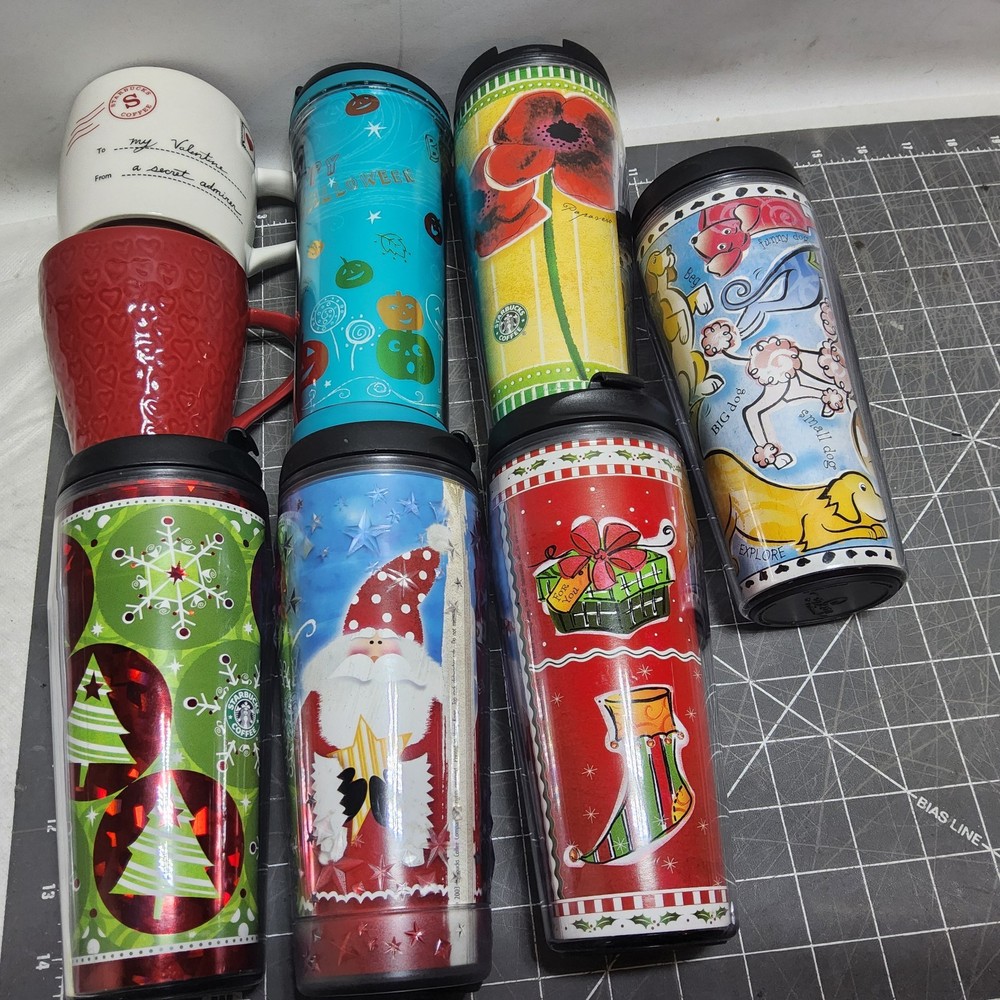Starbucks 2002-2010 holiday Halloween Valentine's tumblers mugs new used