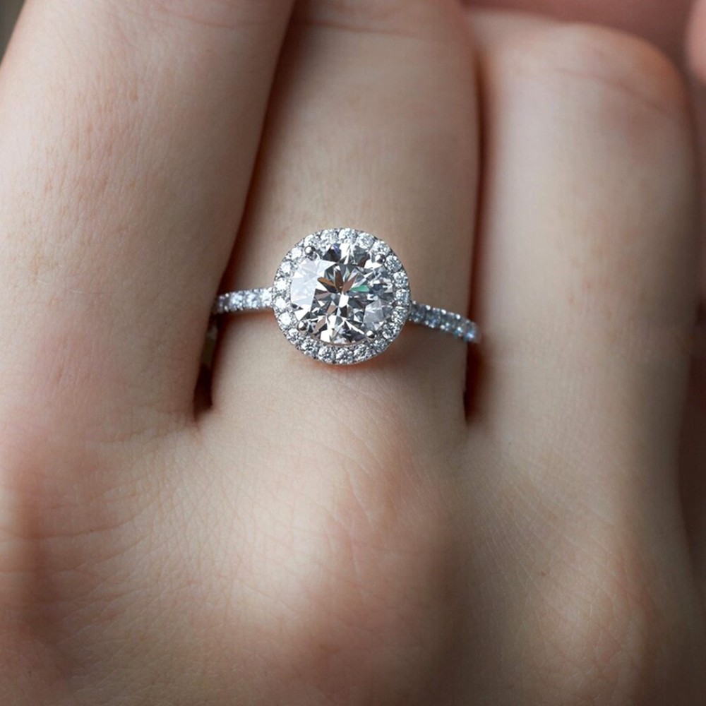 14k White Gold Diamond Ring Round Cut Lab Grown 1.36 Carat IGI E F  VVS2