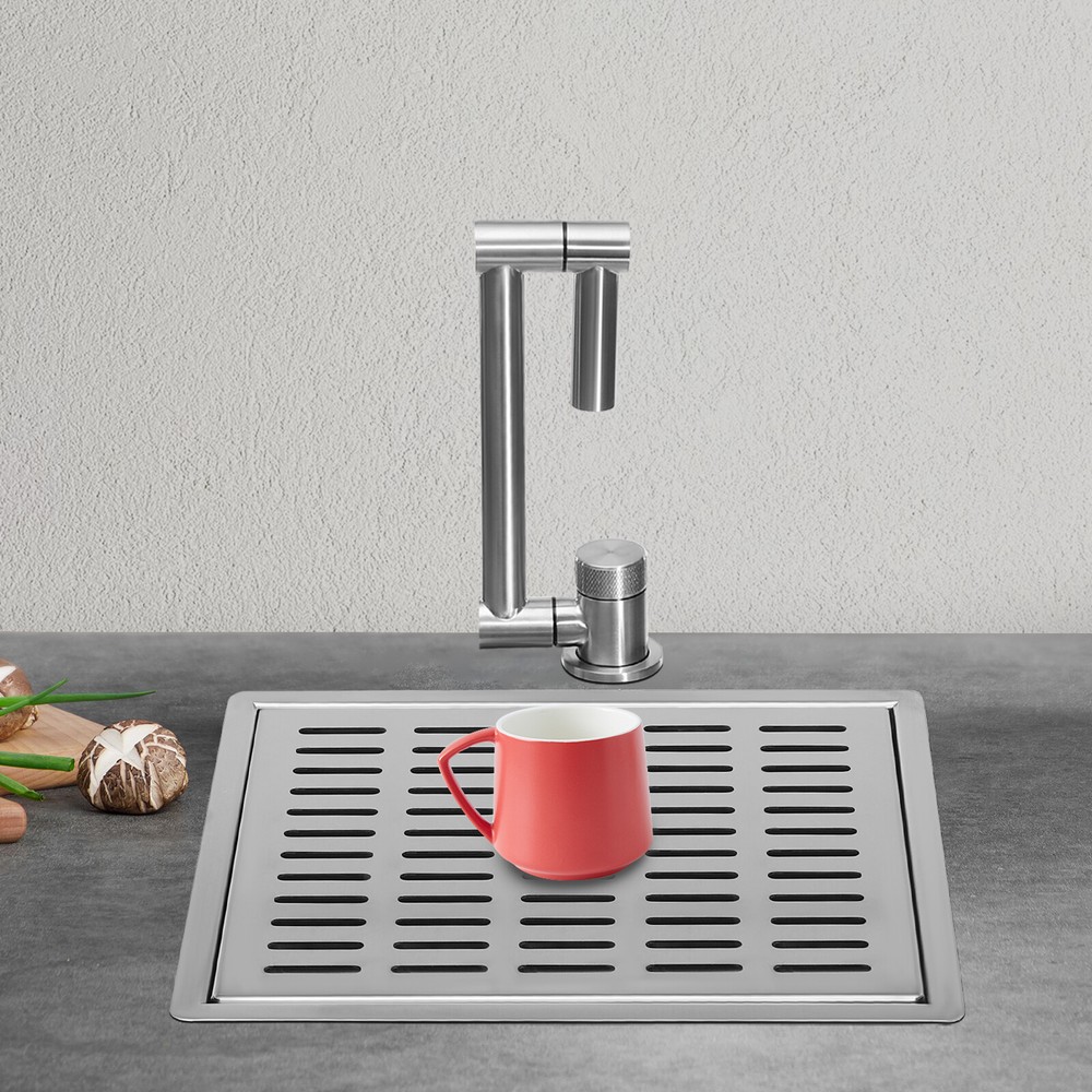 Stainless Steel Square Hidden Kitchen Sink with Drain and Folding Faucet