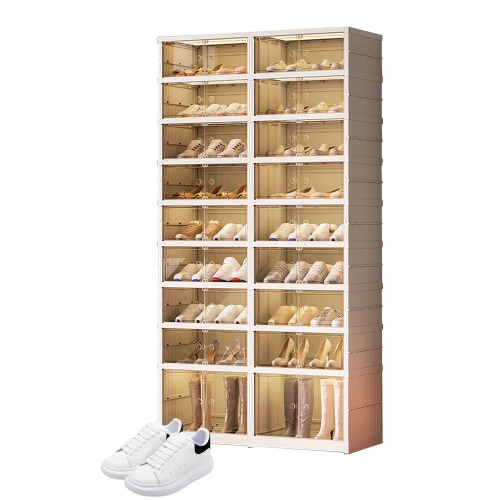 9-Tier Rolling Shoe Rack Clear Storage Cabinet for Boots and Shoes