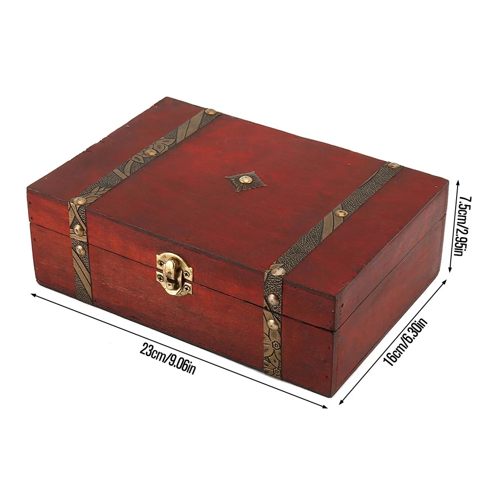 Wooden Pirate Treasure Chest Jewelry Box Gift Organizer Container Rings New