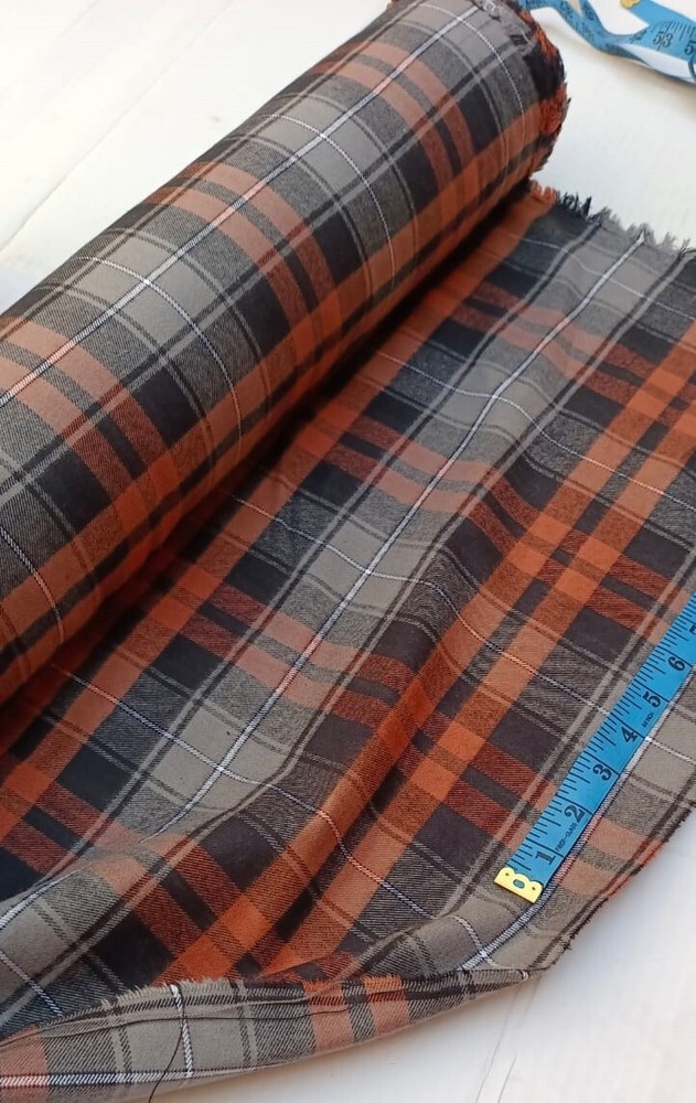 Brushed Flannel Fabric 100% Cotton Preshrunk Plaid Brown Black 58
