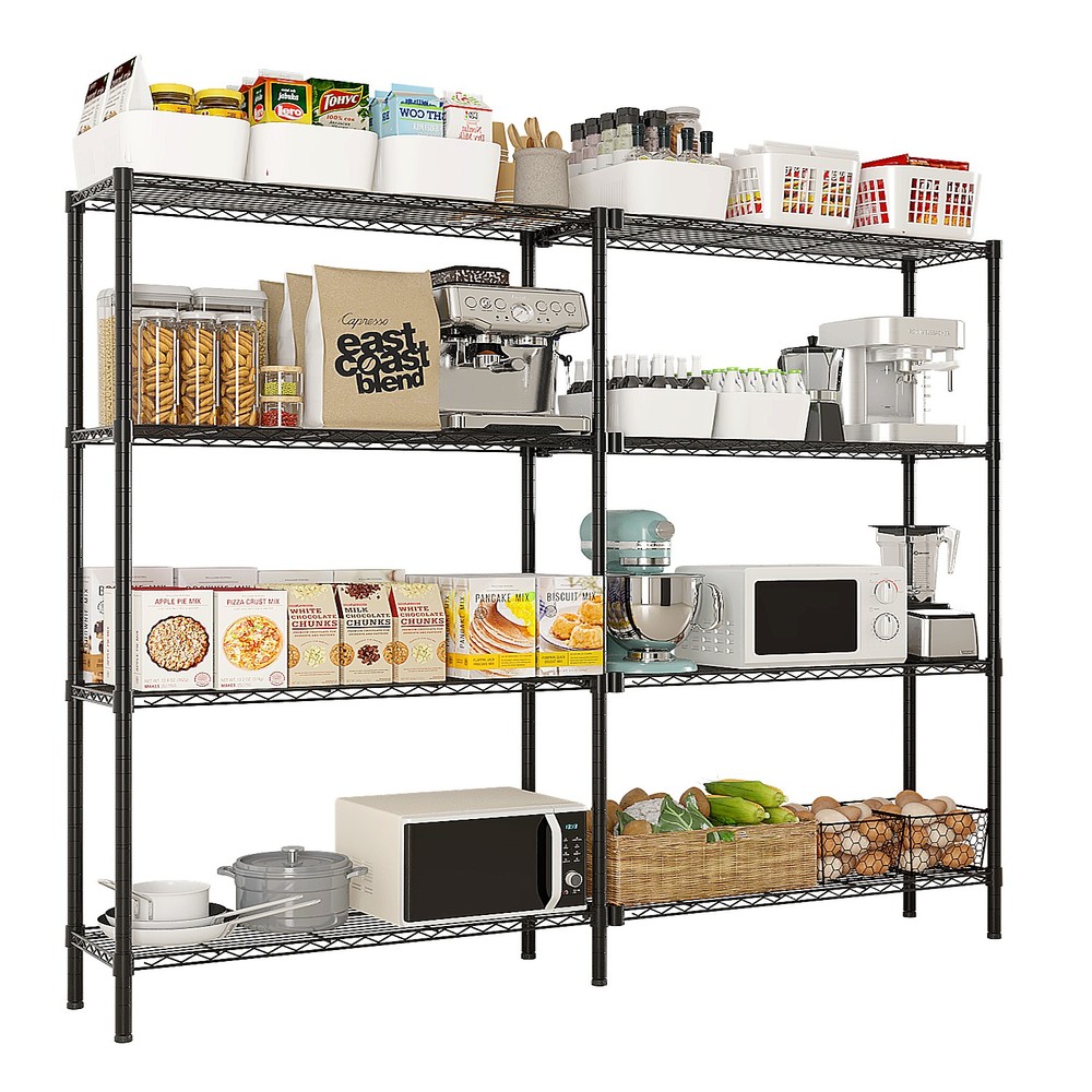 4-Tier Metal Wire Storage Shelf Unit 49.2W Pantry Organizer