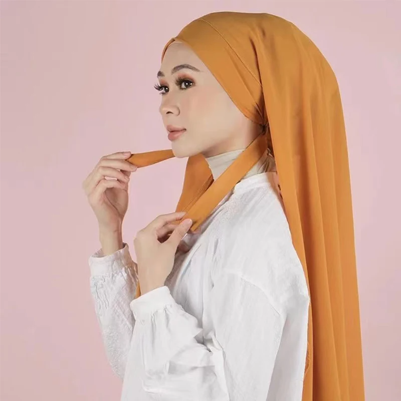 Instant Muslim Hijab Hats Long Scarf Turban Head Cover Wrap Shawl for Women Ramadan