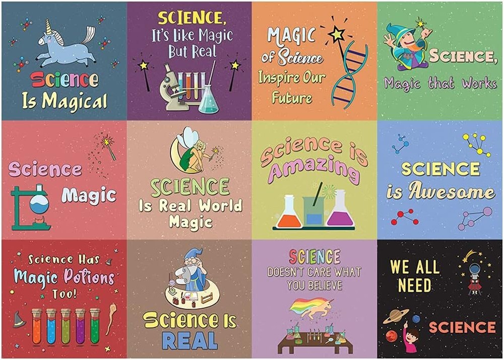 Discover 120 Science is Magic Stickers in 10 Sets with 12 Unique Designs