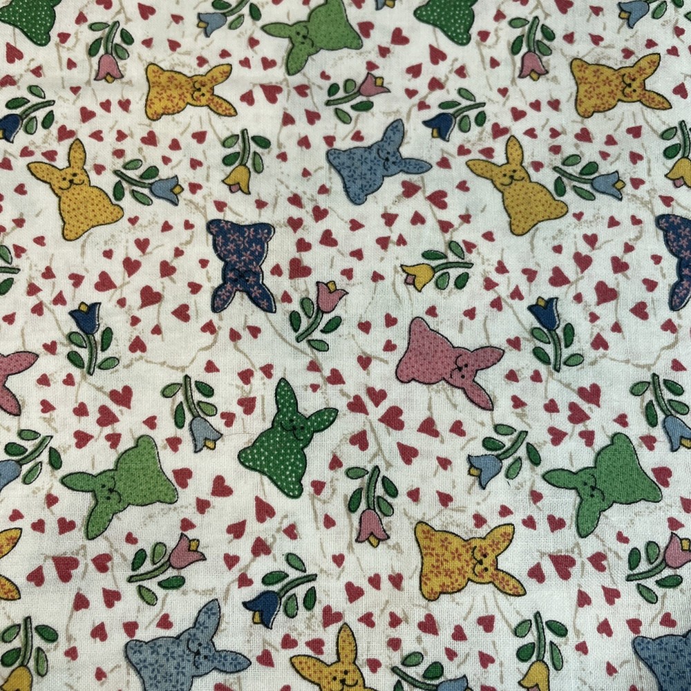easter spring colorful floral bunny hearts tossed little quilts 1.5 yards